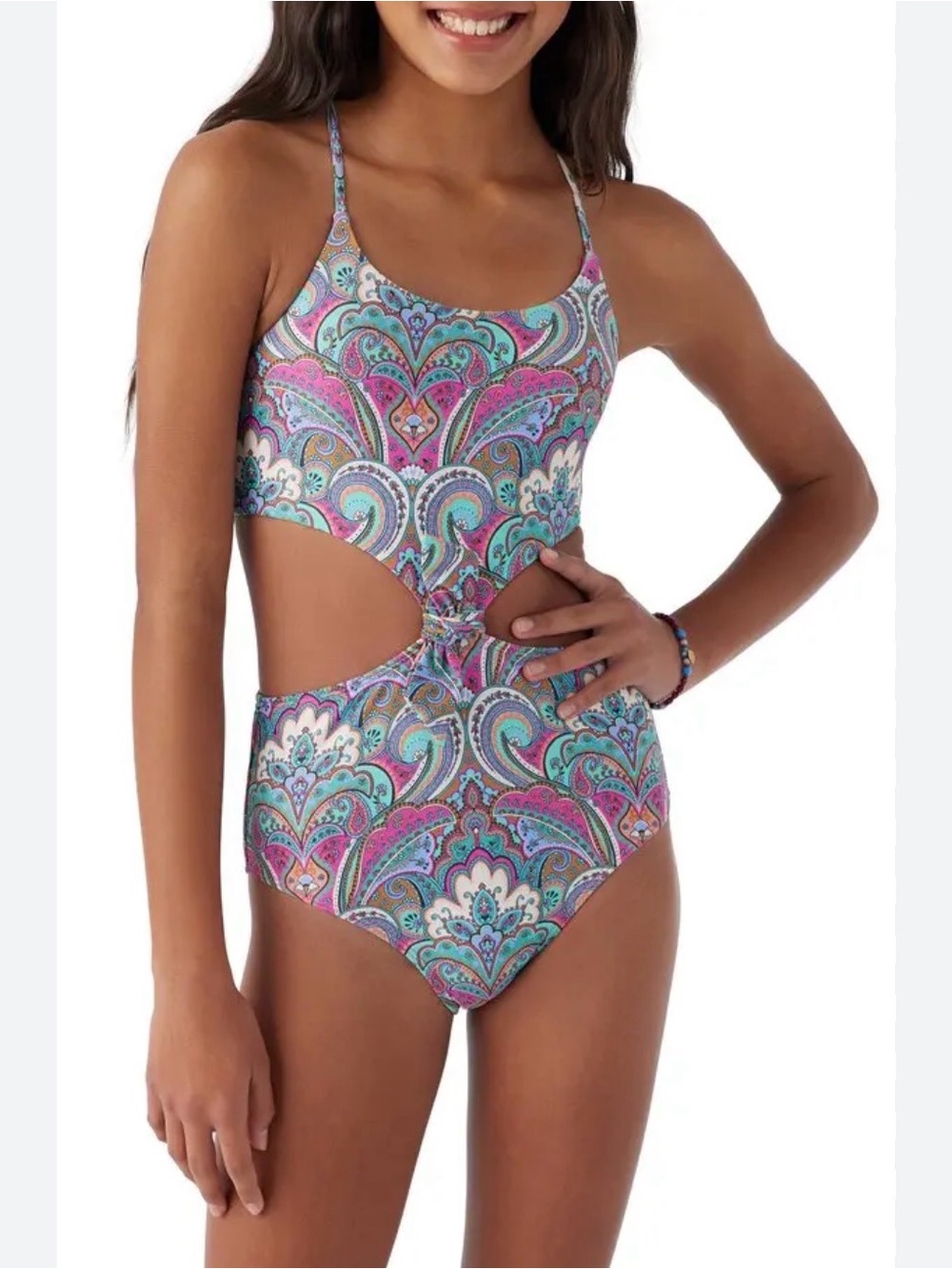 O'Neill Girls Paisley Knot Cutout One-Piece Swimsuit